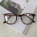 Korean style TR90 optical glasses frame, tortoise shell design, clear lenses for daily wear. - Tortoise / Gold C3