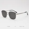 Retro metal square sunglasses for men and women, stylish sun protection eyewear for outdoor travel. - Silver/Full Gray C1