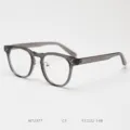 Detailed view of grey TR90 optical glasses frame, classic retro clear round design for daily wear. - Transparent Grey C3