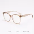 Women stylish large frame optical glasses, clear translucent nude beige frame, lightweight daily wear. - Matte Coffee C35