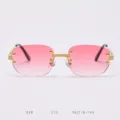 Pink gradient rimless sunglasses for women, luxury metal frame vintage retro sun glasses - 18K Gold Gradient Pink C13