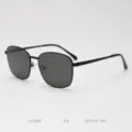 Vintage square metal sunglasses for men and women, stylish retro sun glasses for outdoor travel. - Matte Black C3