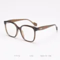 Large frame clear glasses for women fashion optical frames stylish eyewear detail view - Brown Amber C42