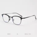 Vintage metal semi-rimless optical glasses frame, classic black clear lens eyewear. - Matte and Glossy Black C6