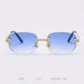 Vintage Rimless Gradient Blue Sunglasses Gold Metal Frame UV Protection Fashion Eyewear - 18K Gold Gradient Blue C21