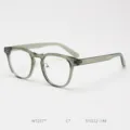 Detail view of vintage transparent green optical glasses frame, lightweight TR90 material. - Grass Green C7