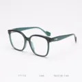 Stylish big frame optical glasses with clear lenses, fashion black and green gradient design. - Emerald Dark Green C66