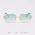 Retro rimless sunglasses for women and men, luxury vintage metal gradient lenses, chic hip-hop eyewear. - 18K Gold Green Coating C66
