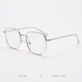 Stylish metal optical glasses frame for daily wear, lightweight geometric frame design. - Silver Frame with White Temples C1