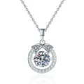 Elegante Halskette aus S925 Sterlingsilber mit einem 1ct runden Moissanit-Anhänger - 925er Silber / 6.5mm High Carbon Stein