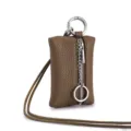 Braune Nacken-Geldbörse aus echtem Leder mit Reißverschluss und Metallkette - Mokka Braun