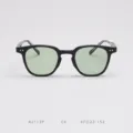Stylish black frame polarized sunglasses with light green lenses for men and women daily wear - Glossy Black with Green Lenses C4