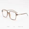 Transparent brown square eyeglasses frame, stylish optical glasses for daily wear and selfie. - Brown Tea C4