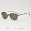 Classic retro small oval TR90 polarized sunglasses for men and women, stylish street style. - Khaki with G15 Lenses C10