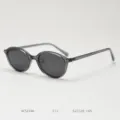 Korean style small oval TR90 polarized sunglasses for men and women retro eyewear details - Transparent Grey Full Grey C11