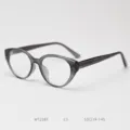 Retro translucent grey cat-eye optical glasses frame for women, stylish daily clear lens. - Transparent Grey C3