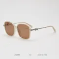 Fashionable square frame sunglasses with metal temples and stylish double ring detail. - Milky Beige C3