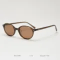Korean style small oval TR90 polarized sunglasses retro vintage sun glasses for women men - Brown with Tea Lenses C12