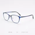 Detailed view of the lightweight blue plastic-steel optical eyeglasses frame 51-17-141. - Sapphire Blue C5