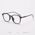 T7276 Montatura Occhiali da Vista TR90 Stile Coreano Vintage Trasparente Unisex - Nero opaco C8