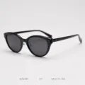 TR90 Cat Eye Polarized Sunglasses Women Men Vintage Black Fashion UV400 Sun Glasses - Glossy Black Frame Grey Lens C7