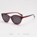 Retro red cat-eye polarized sunglasses for women and men, stylish street fashion eyewear. - Wine Red with Solid Gray C8