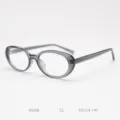 Detailed view of the vintage oval optical glasses frame in transparent grey, sleek modern style. - Transparent Gray C2