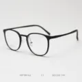 Classic retro round plastic steel eyeglasses frame for men and women stylish clear optical specs - Matte Black