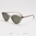 Detailed view of TR90 cat-eye polarized sunglasses, vintage grey frame with UV protection. - Khaki with Green Lenses C9