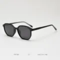 Classic black polygon polarized sunglasses for men and women, stylish uv400 eyewear. - Glossy Black Full Gray C1