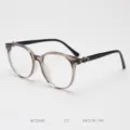 Clear Fashion Round Eyeglass Frame Vintage Retro Optical Glasses Spectacle Frame Detail - Khaki Black Temple C7