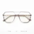 Transparent gray optical glasses frame, trendy geometric polygon double bridge design. - Transparent Grey C3