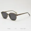 Detailed view of trendy retro polygon TR90 polarized sunglasses for stylish daily wear. - Olive Green Full Grey C17