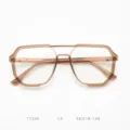 Vintage oversized TR90 optical glasses frame with double bridge design for men and women stylish. - Brown Tea C4