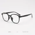 Classic black TR90 optical glasses frame, stylish round frame for men and women daily wear. - Glossy Black C1
