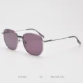 Stylish polygon metal sunglasses with purple lenses, vintage UV protection outdoor eyewear. - Silver Frame / Purple Grey Lenses C3