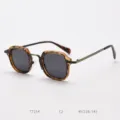 Retro metal polarized sunglasses for men and women, vintage square frame street style shades - Antique Bronze / Leopard C2