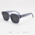 Detail view of the trendy oversized polarized square sunglasses in translucent grey, retro style. - Transparent Grey Full Grey C4