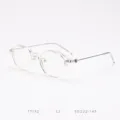Clear TR90 optical glasses frame detail view, showing transparent rim and metal temple hinge. - Transparent White C2