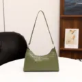 Grüne gewebte Leder-Umhängetasche für Damen, elegante Retro-Achseltasche für Alltag. - Gewebtes Grün