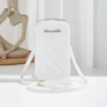 Borsa a tracolla trapuntata bianca per telefono donna, mini borsa elegante a rombi. - Bianco