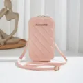 Borsa a Tracolla per Telefono Trapuntata Rosa, Piccola Borsa a Spalla in Pelle PU Chic - Rosa