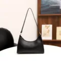 Schlichte schwarze Schultertasche, klassische Hobo Handtasche für Damen, elegante Alltagstasche. - Schwarz