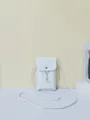 Witte krokodillenpatroon mini crossbody telefoon tas met stijlvolle parel kwast en riem. - Wit