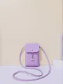 Paarse krokodillenpatroon mini crossbody telefoon tas met elegante parel kwast detail. - Paars