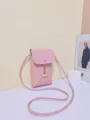 Roze krokodillenpatroon crossbody telefoontas met parel kwastje mini schoudertas - Roze