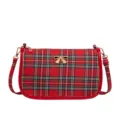 Borsa a tracolla a quadri rossi con elegante fiocco, borsa baguette vintage da donna. - 26*11*16 / Rosso