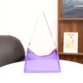 Glänzende transparente lila Achseltasche Baguette Tasche, stilvolle minimalistische Handtasche. - Transparentes Violett