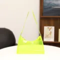 Neon gruene transparente Baguette Umhängetasche stilvolle glänzende Damen Tasche - Transparentes Hellgrün