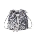 Stylish sequin bucket bag for women, versatile sparkling shoulder and messenger bag for autumn. - Silver